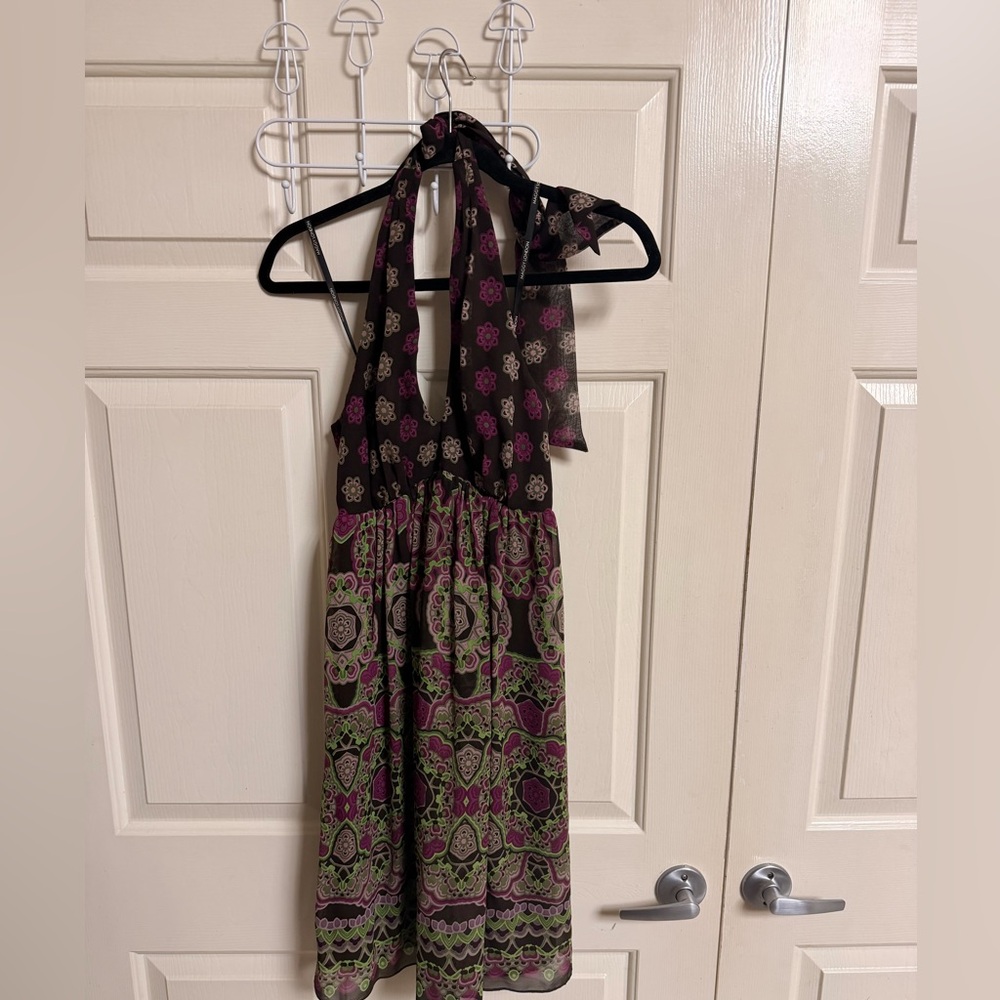 VTG Y2K 100% Silk Maggy London Halter Neck Paisley Sundress Boho